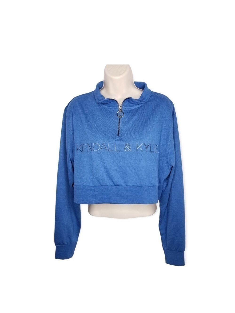 Kendall‎ & Kylie Blue Cropped Pullover Top Size Large